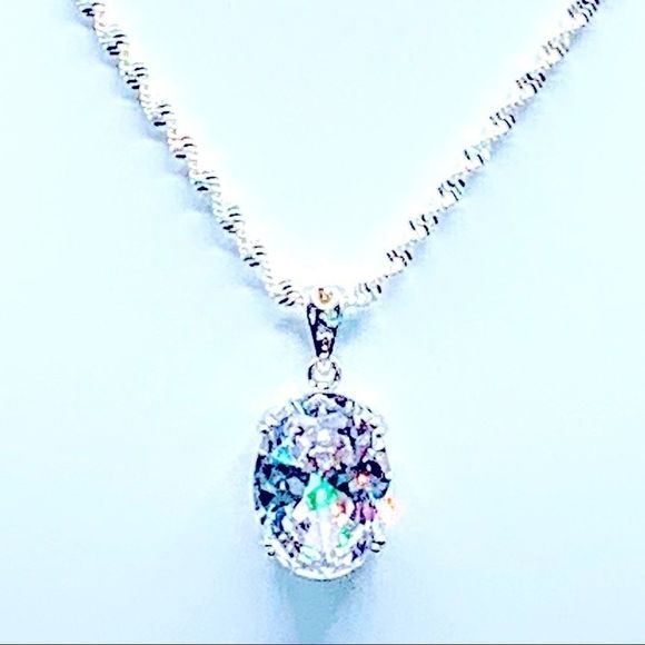 NEW! SPARKLING AUSTRIAN EMERALD CUT OVAL WHITE AUSTRIAN CRYSTAL - 925 SILVER - Picture 14 of 15